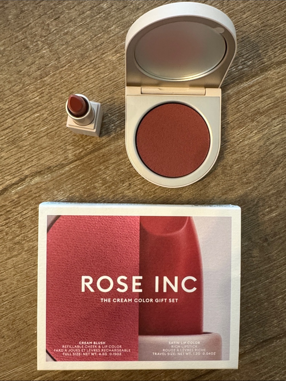 NEW Rose Inc Cream Color Gift Set Hibiscus Blush Poetic Satin Lipstick